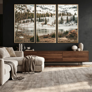 Snowy Mountain Landscape Wall Art Canvas Print, Alpine Pine