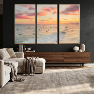 Sunset Beach Wall Art Canvas Print – Soft Coastal