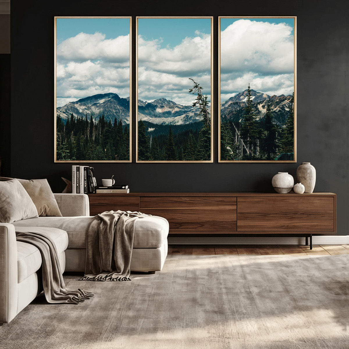 Mountain Forest Wall Art Canvas Print, Alpine Pine Tree