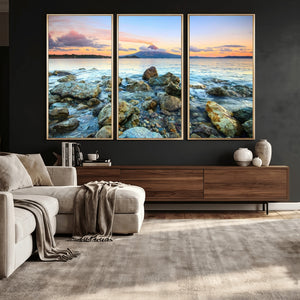 Mayon Volcano Seascape Wall Art Canvas Print, Tropical Ocean