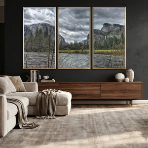Yosemite Valley River Wall Art Canvas Print, Granite Cliffs