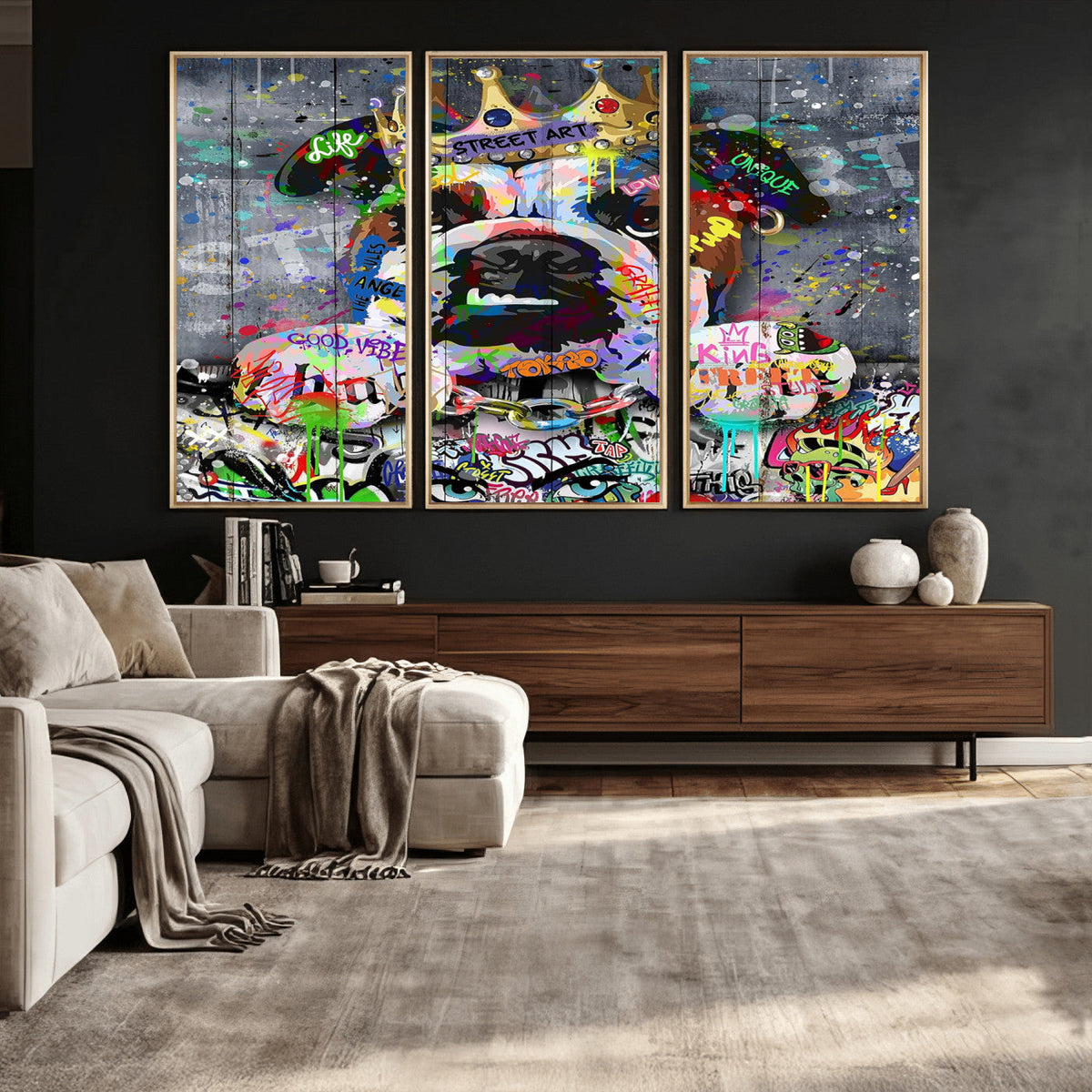 Graffiti Dog Wall Art Decor for Teen Bedroom - Abstract