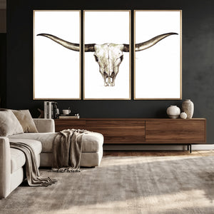 Longhorn Skull Wall Art Canvas Print – Rustic Western