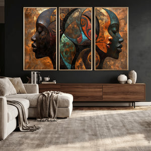 Abstract Afro American Women Wall Art Canvas Print