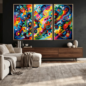 Geometric Abstract Wall Art Canvas Print, Bold Color