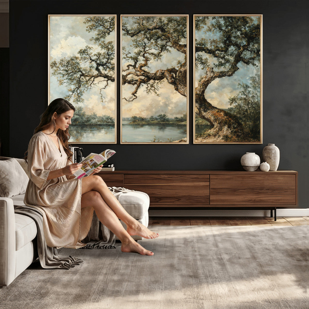 Old Oak Tree Canvas Wall Art, Turner Inspired Romantic