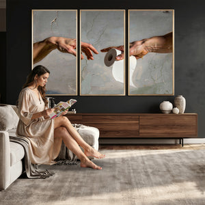 Funny Bathroom Wall Art Canvas, Creation of Toilet Paper