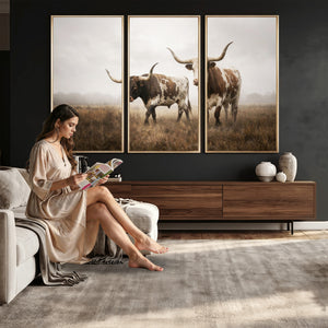 Texas Longhorn Canvas Wall Art Western Bull Desert Moody