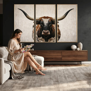 Texas Longhorn Canvas Wall Art Western Bull Desert Moody