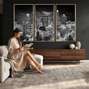 Charlotte Skyline Canvas Wall Art Print – North Carolina Cityscape Photography Print