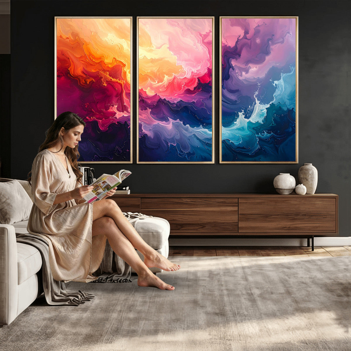Colorful Abstract Canvas Wall Art Print, Vibrant Popup Color Art Print