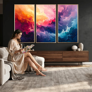 Colorful Abstract Canvas Wall Art Print, Vibrant Popup Color Art Print