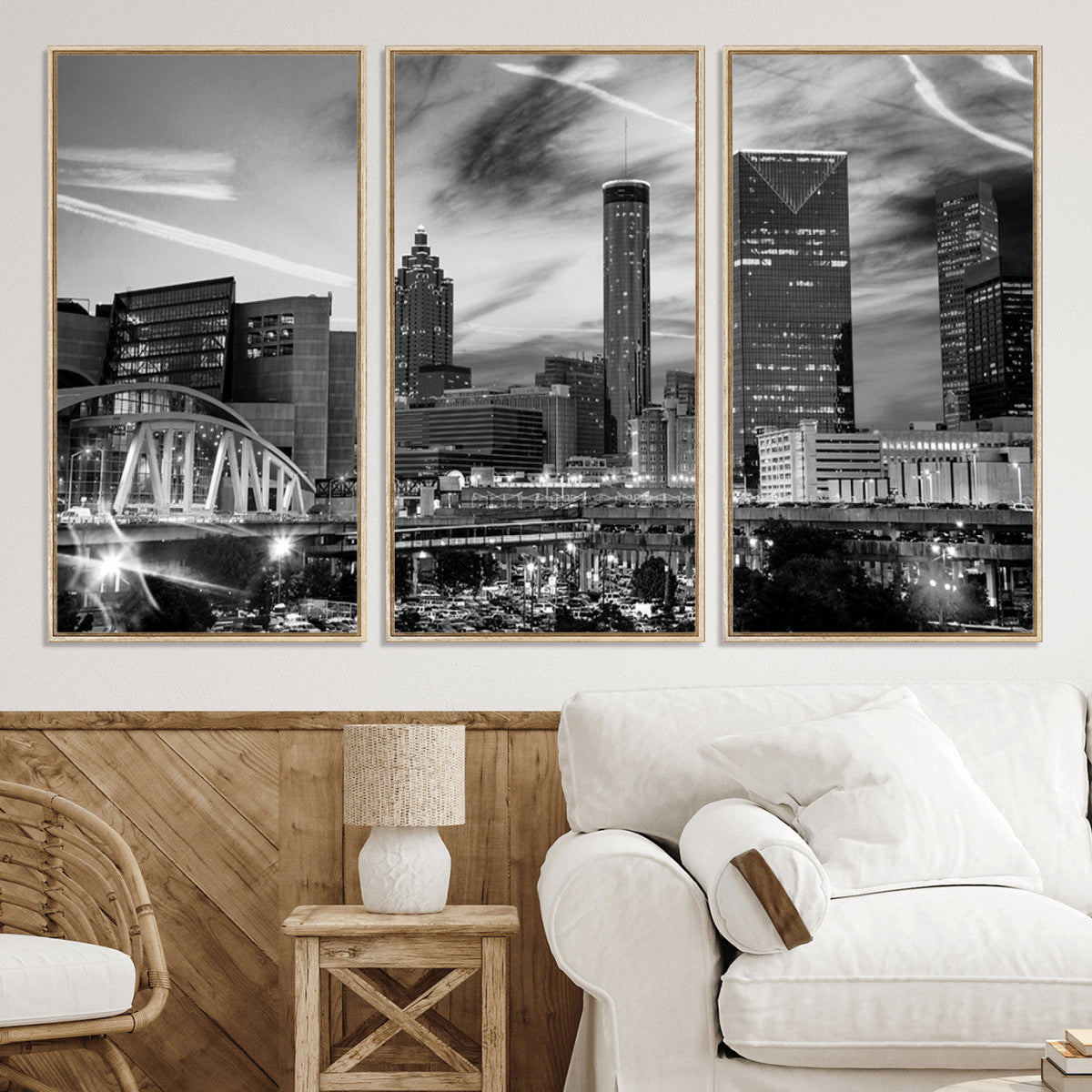 Black and White Atlanta Wall Art Canvas Print