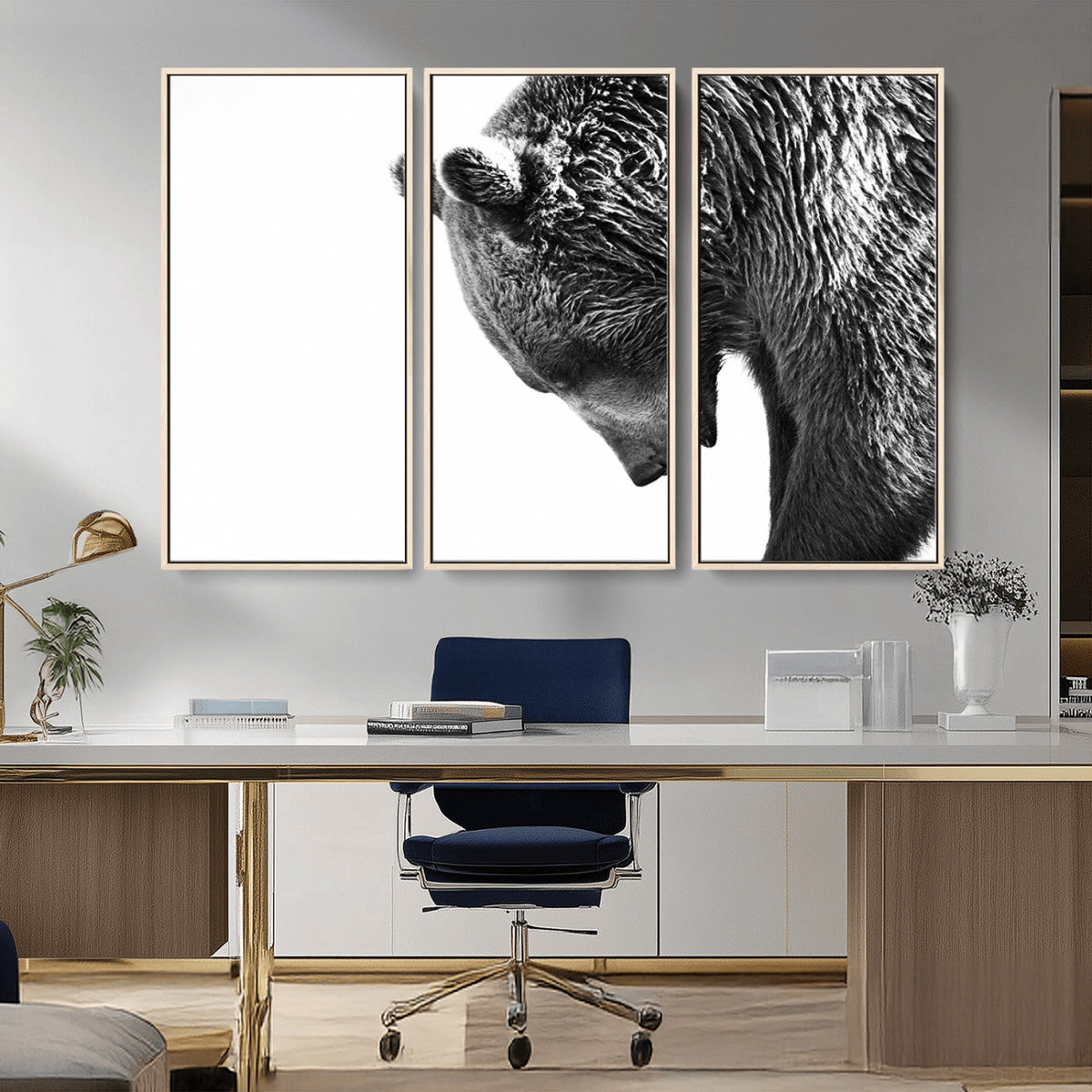 Black and White Grizzly 399 Bear Canvas Print Wall Art |