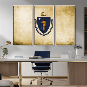 Massachusetts Flag Wall Art Canvas Print