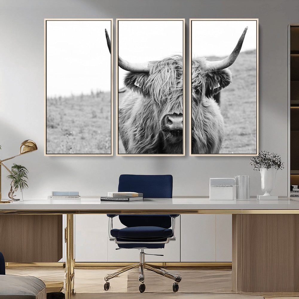 Newfoundland Cow Art Wall Art, Black White Cow Art Wall Art