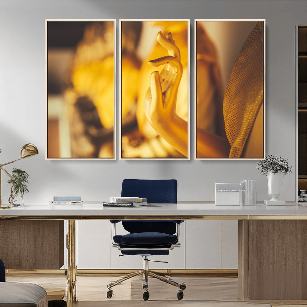 Gold Buddha Statue Hands Wall Art Canvas Print