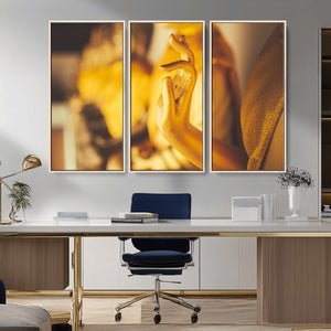 Gold Buddha Statue Hands Wall Art Canvas Print