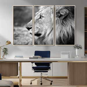 Lion Wall Art Canvas Print – Framed Majestic Wildlife