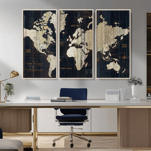 World Map Canvas Print – Detailed Map of the World Wall Art