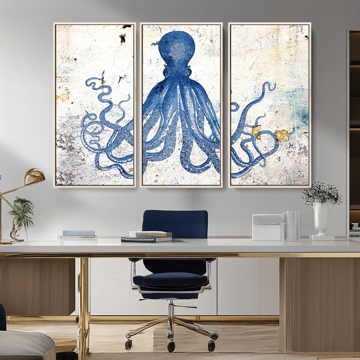 Octopus Canvas Wall Art | Coastal Marine Life Artwork for