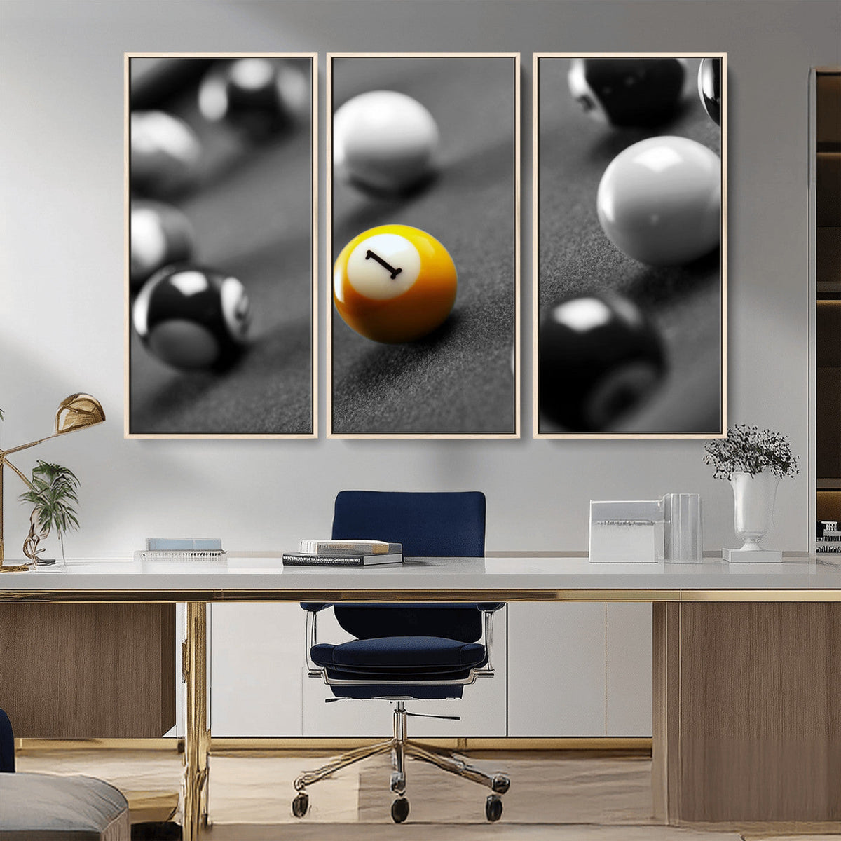 Wall Art Pool Table and Balls Canvas Print