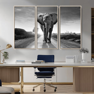 Black and White Elephant Wall Art Canvas Print