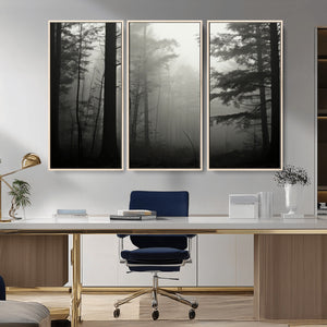 Misty Forest Wall Art Premium Canvas Print a Foggy and