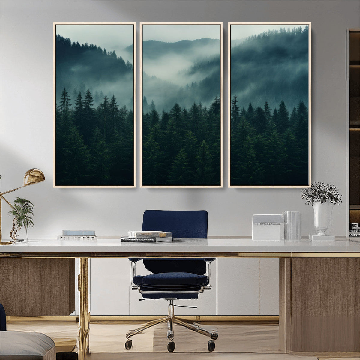 Captivating Misty Forest Wall Art Premium Canvas Print,