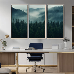 Captivating Misty Forest Wall Art Premium Canvas Print,