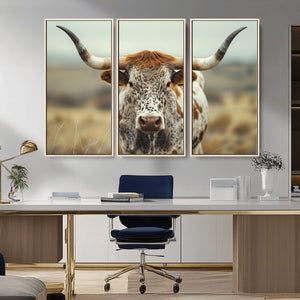 Texas Cow Longhorn Wall Art Canvas Print for Farm House Wall