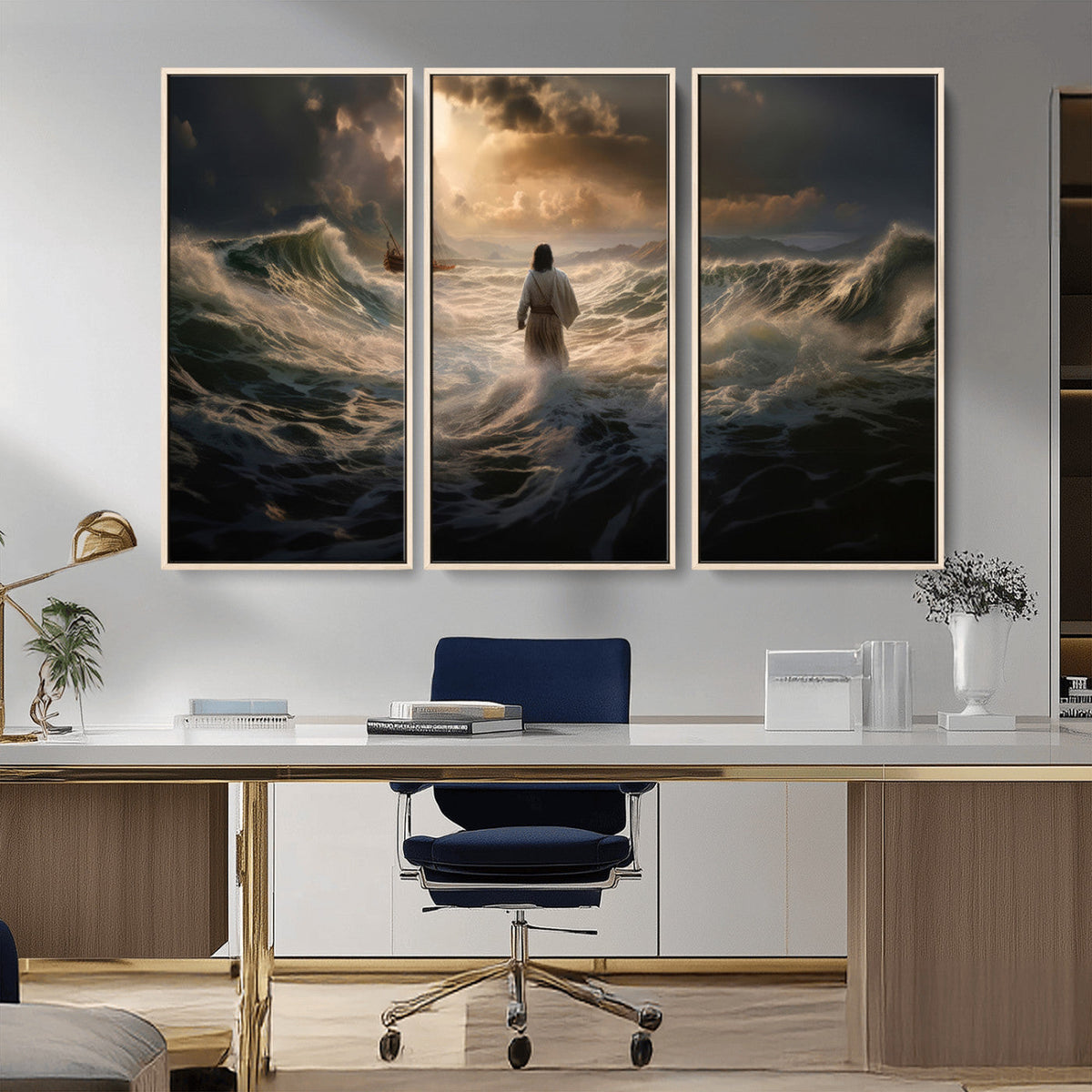 Jesus Walking on Water Wall Art Canvas Print - Religious