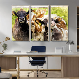 Curious Cows Farmhouse Wall Art | Ready to Hang and Framed