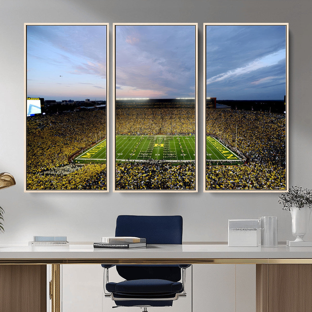 Michigan Stadium Wall Art Canvas Print, Vibrant Game Day