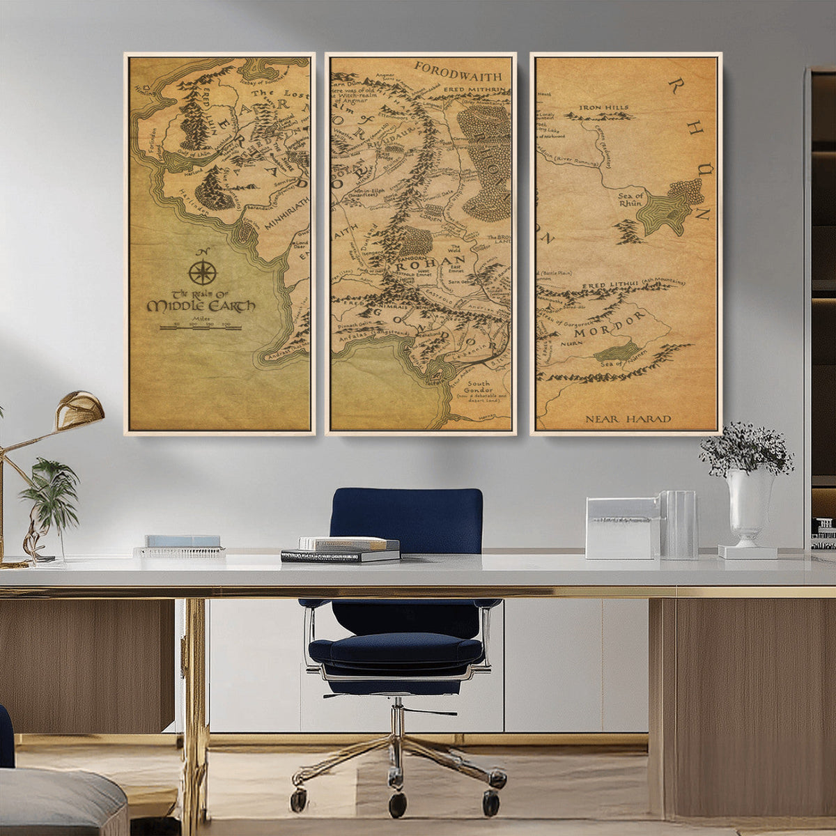 Middle Earth Map Canvas Wall Art – Vintage Fantasy Map