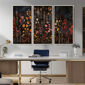 Large Floral Painting Print Illustration Flowers Canvas Wall