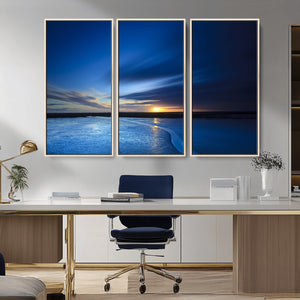 Blue Sunset Ocean Canvas Wall Art Print – Serene Coastal