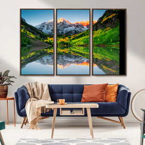 Majestic Snow-Capped Peaks Wall Art Canvas Print, Vibrant