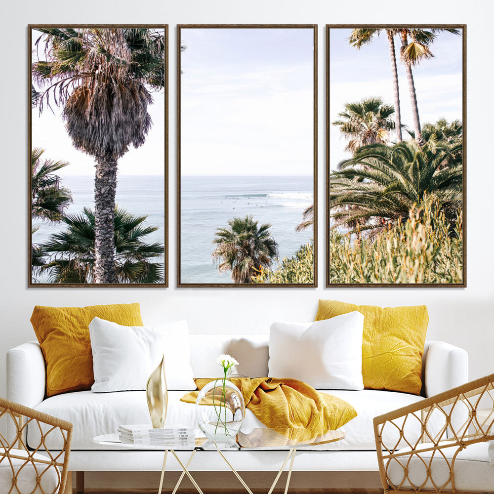 Coastal Palm Trees Wall Art Canvas Print – Framed Ocean