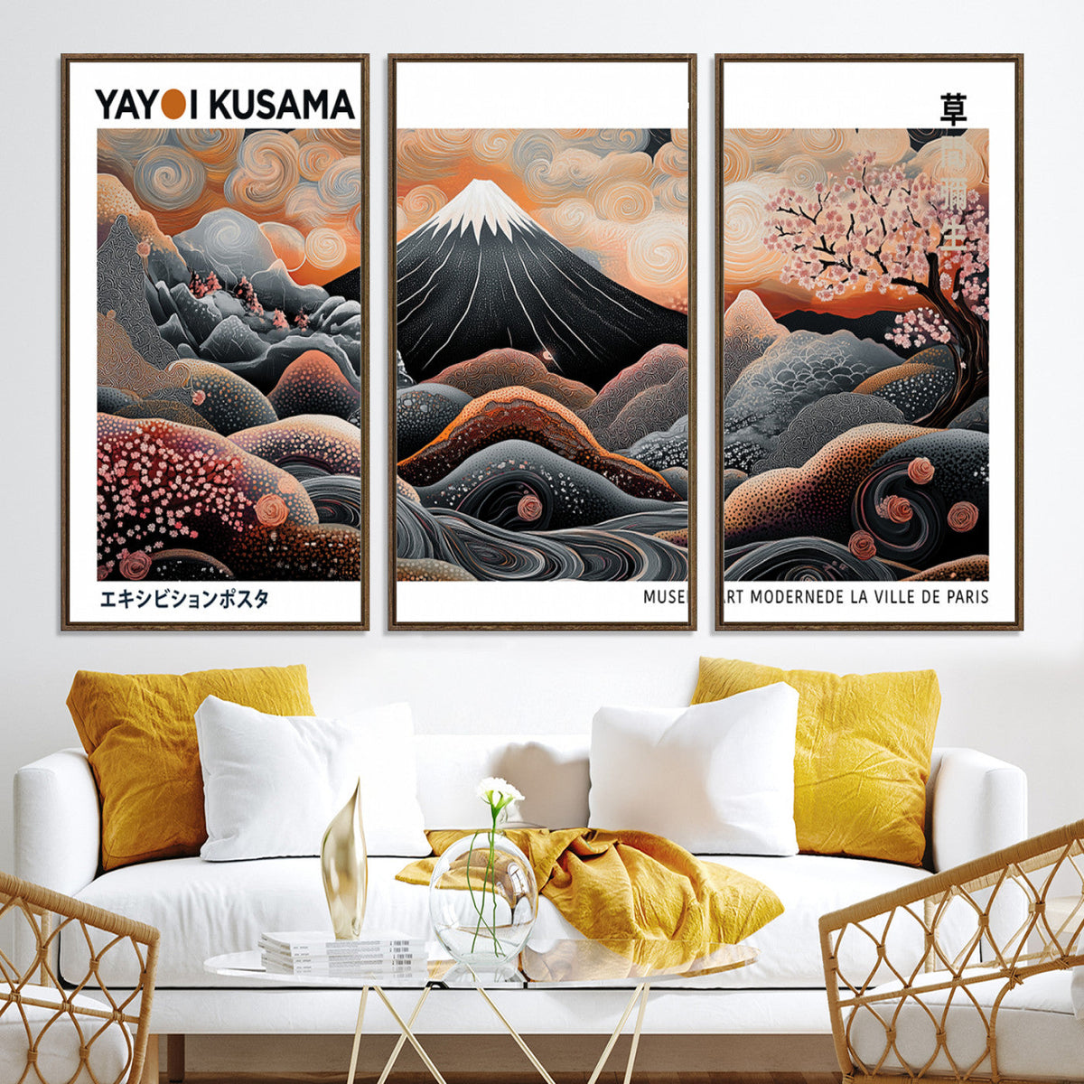 Yayoi Kusama Wall Art Canvas Print – Framed Japanese Dot Art