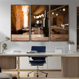 Wine and Bottle Wall Art Canvas Print