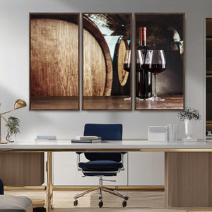 Wine and Barrel Wall Art Canvas Print