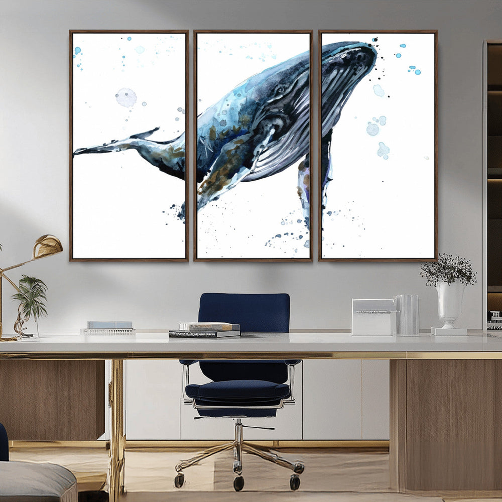 Watercolor Whale Wall Art Canvas Print
