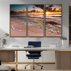 Sunset on Ocean Wall Art Canvas Print