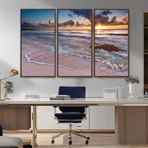 Sea Ocean Sunset Beach Wall Art Canvas Print