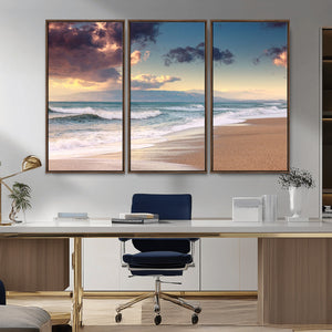 Cloudy Weather Beach Sunset Canvas Print | Sunrise Wall Art
