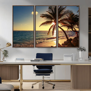 Sunset Palm Trees Wall Art Canvas Print