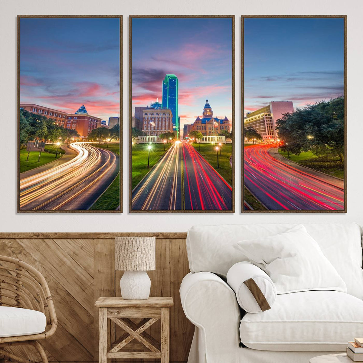Dallas City Lights Large Wall Art Dallas Cityscape Canvas