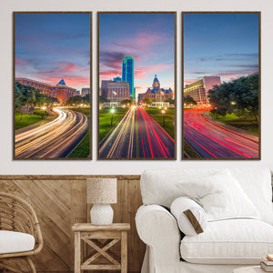 Dallas City Lights Large Wall Art Dallas Cityscape Canvas