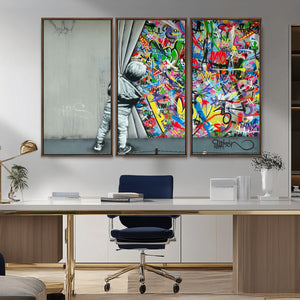 Banksy Colorful Street Graffiti Canvas Wall Art Print,